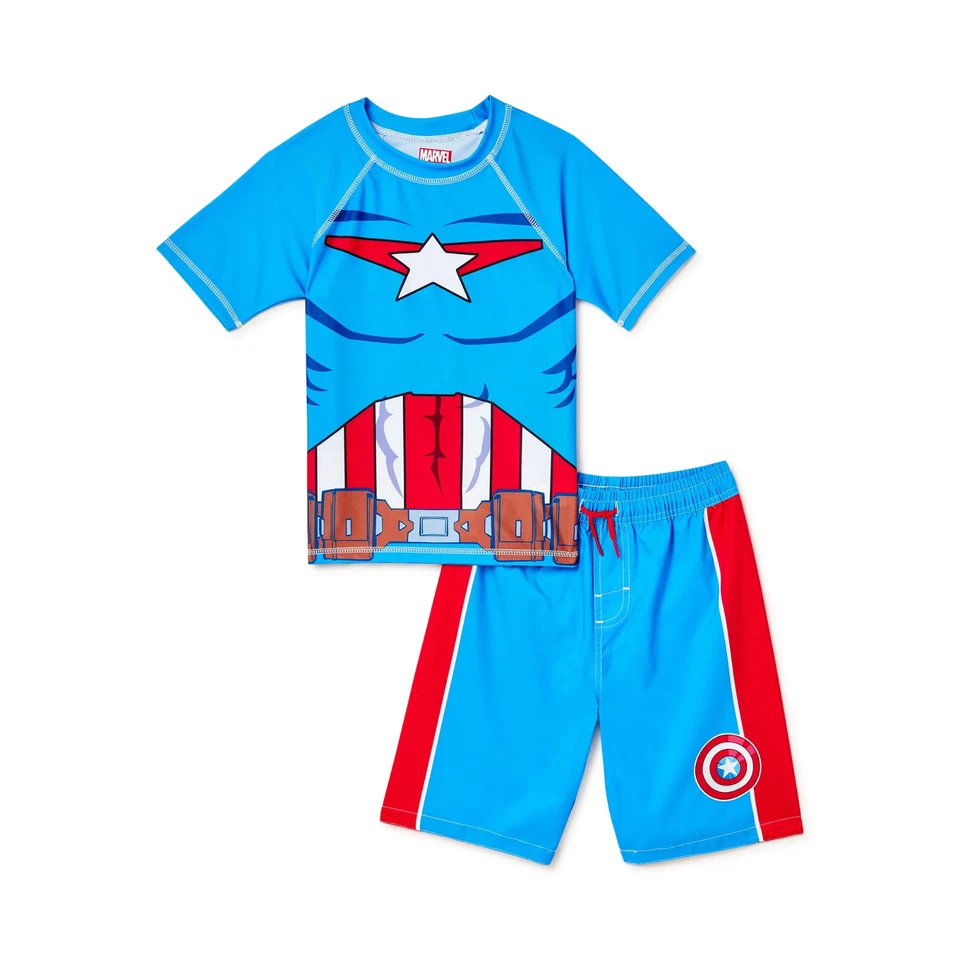 Juego de bañadores Marvel Capitán América Rash Guard niño talla 5/6 Foto 1 de 1