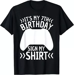7 Years Old Boys Birthday Gamer It's My 7th Birthday Sign My T-Shirt Hoodie - Picture 1 of 19