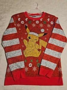Pokemon Pikachu Christmas Holiday Sweater Red/Gray - Youth Unisex - SIZE: Large  - Picture 1 of 7