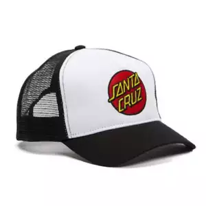 Santa Cruz Classic Dot Cap Curved Peak Snap Back Trucker Black / White - Picture 1 of 1