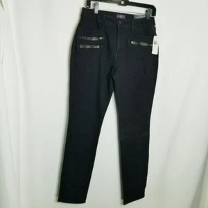 NYDJ Neu mit Etikett schwarze Leggings Jeggings Ski Reißverschluss Taschen sehen volle Größe kleiner aus 8P - Bild 1 von 9