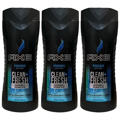 3 Pack AXE Phoenix Body Wash 16 oz Clean + Fresh Crushed Mint & Rosemary Scent - Image 1 of 4