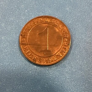 1931D Germany, Weimar Republic 1 Reichspfennig Coin, km37 - Excellent Coin 🇩🇪 - Picture 1 of 2