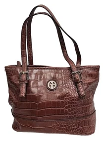 Giani Bernini Bags | Giani Bernini Croc-Embrossed Brown Tote - Picture 1 of 22