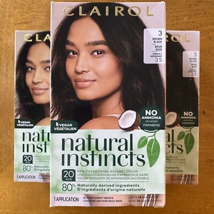 3x Clairol Natural Instincts Semi-Permanent Hair Color 3 Brown Black - Picture 1 of 4