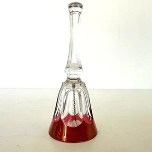Vintage French Bayel Cristallin Cranberry / Rose Flash Cut Crystal Bell 4 Inch - Picture 1 of 4