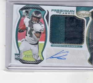 2021 Certified Kenneth Gainwell Freshman Fabric Patch Auto #499/499 L@@K - Picture 1 of 2