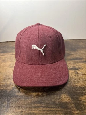 PUMA SE шляпа крышка эластичной гибкий крой S/M темно-бордовый мужской белый логотип - Изображение 1 из 4