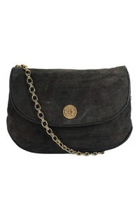 Chanel Womens Single Strap CC Emblem Flap Suede Vintage Shoulder Handbag Black - Picture 1 of 17