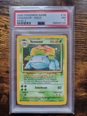 2000 Pokemon Game #18 Venusaur-Holo Base set 2 II PSA 7 NM 18/130 Rare - Image 1 of 2