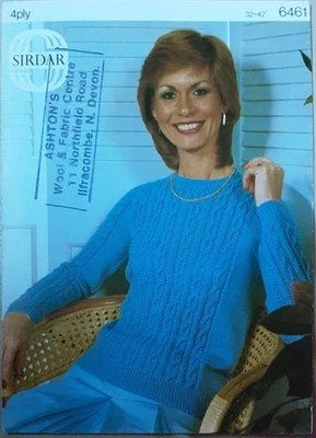 Original Sirdar 4ply Ladies Sweater 32"-42" Knitting Pattern 6461 - Image 1 of 2