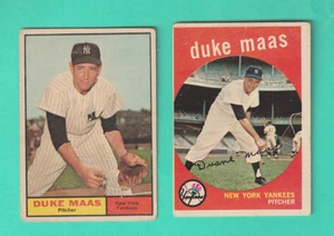 2 TOPPS DUKE MAAS NEW YORK YANKEES 1959 # 167 VG,1961 # 387 G - Picture 1 of 2