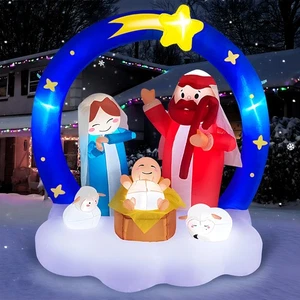 Belén inflable de Navidad de 6 pies decoraciones al aire libre, luz LED brillante... - Imagen 1 de 6