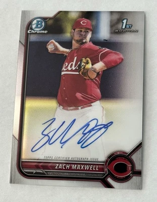 Zach Maxwell 2022 Bowman Chrome Auto 1st Rookie RC Card Cincinnati Red Big Sugar - Image 1 of 3