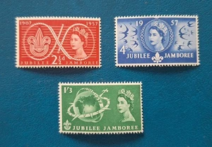 1957 GREAT BRITAIN, WORLD SCOUT JUBILEE JAMBOREE, Scott 334/336, SG 557/59. - Picture 1 of 1