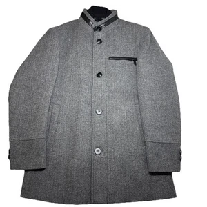 Joseph Abboud Herren grau Fischgrät Wollmischung Peacoat, herausnehmbares Innenfutter Large - Bild 1 von 13