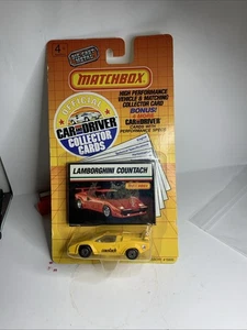 1989 Matchbox Official Car and Driver Collector Card Yellow Lamborghini Countach - Picture 1 of 5