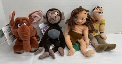 Disney Store TARZÁN Mini Bolsa de Frijoles Peluche 7-9” Tantor Clayton Bebé Babuino Lote de 4 Foto 1 de 4