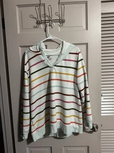 Womens Lands End Serious Sweats Pullover Long Sleeve With Hood Size Large - Picture 1 of 7