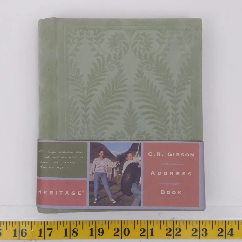 C.R. Gibson Heritage Address Book Green Embossed Hardcover Vintage  - Image 1 of 3