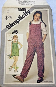 Simplicity 5688 Girls' Jiffy Pull On Jumpsuit in 2 Lengths FF/UC Girl Size 8 - Picture 1 of 3
