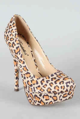 Novo salto alto plataforma Stilettos biqueira redonda camurça leopardo Angie-41 6-10 - Imagem 1 de 4