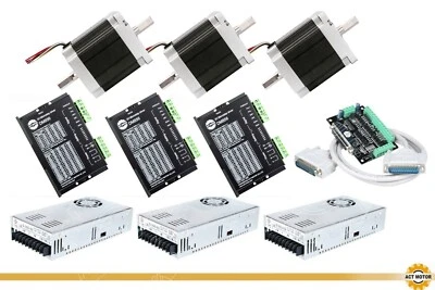 3Axis Nema 34 Stepper Motor 878oz-in 2A Dual Shaft 8leads 100mm&Driver DM856 CNC - Bild 1 von 4