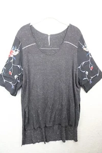 Free People Short Embroidered Puff Sleeves Tunic Hi-Lo-S/P-Boho-Whimsigoth - Picture 1 of 12