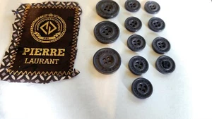 12 Pierre Laurant Ersatz 4 Loch Knöpfe 9/16 - 13/16 schwarz Anzug Jacke Mantel - Bild 1 von 2