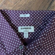 Express Slim Geo Wrinkle-Resistant Performance Dress Shirt Men's Size L 16-16.5"
