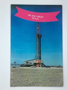 Postcard Black Gold Drilling Rig Oil Companies Texas Drilling Scene H323 - Picture 1 of 2