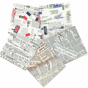 Retro Newspaper Print Fabric Cotton Linen DIY Handmade Sewing Textiles Material - Picture 1 of 12