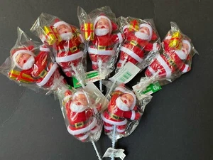 VINTAGE Style NOS New *FLOCKED SANTA Dancing Thailand CHRISTMAS Picks DECOR - Picture 1 of 13