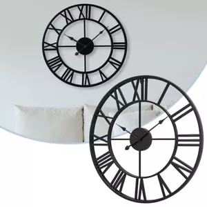 60CM GROßE METALL WANDUHR RÖMISCHE ZAHLEN GIANT OFFENE GESICHT Premium Wanduhren - Bild 1 von 12