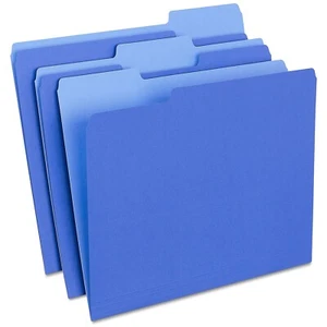 MyOfficeInnovations Colored File Folders 3-Tab Letter Blue 100/Box 224527 - Picture 1 of 4