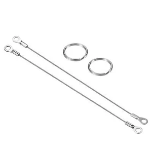 6 Pack Stainless Steel Lanyard Cable 1.5mmx20cm Rope with 12 Pack Key Ring - Picture 1 of 7