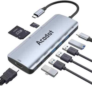 NEW 9 in 1 Acodot USB-C Hub 4K HDMI / 5 USB / SD / TF Card Reader Multifunction - Picture 1 of 15