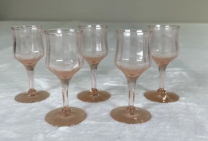 Five Vintage Tiffin Rose Optic Pink Depression Glass Mini 3.5" Glasses Charity - Picture 1 of 10