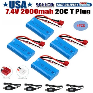 4Pcs 7.4V Li-ion Battery T Plug USB Battery Charger for RC Car Boat Truck Buggy - Picture 1 of 12