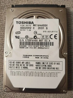 New Toshiba Disc Drive MK1646GSX HDD2D92 C 160GB laptop - Image 1 of 3