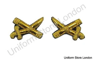 Crossed Sword & Baton Gold Embroidered General's Insignia Sold Pair R923 - Picture 1 of 1