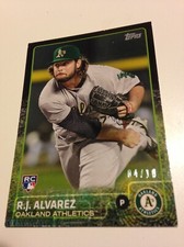 2015 Topps Mini Black Parallel R.J. Alvarez A's RC 689 #’d /10 Low S&H