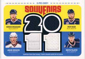 2011-12 O-PEE-CHEE SOUVENIRS BRASSARD NASH VORACEK FILATOV QUAD JERSEYS 2 COLORS