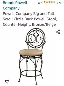 Big and Tall Scroll Circle Back Barstool by Powell Company - Picture 1 of 21