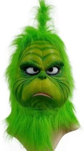 Disfraz de Máscara del Grinch con Piel Peluda Verde para Fiesta de Juegos con disfraces de Navidad - Imagen 1 de 6