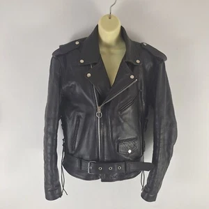 Faulty Bikers Gear Motorbike Leather Jacket Mens Size L JA38 - Picture 1 of 24