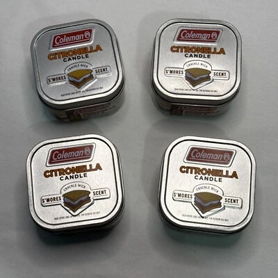 Coleman S’Mores Scented Citronella Candle Wooden Crackle Wick 6 oz each Set of 4 - Image 1 of 4