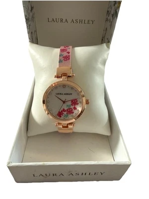 Reloj Laura Ashley Mujer Redondo Oro Rosa/Rosa Estampado Floral Malla Correa Ajustada Foto 1 de 4
