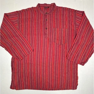 Himalaya Handmades XL gestreift Baumwolle Opa Shirt Hippie Boho Festival EUC - Bild 1 von 9
