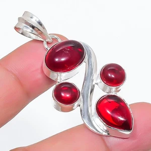 Red Carnelian Gemstone Handmade 925 Sterling Silver Jewelry Pendant Size 2" - Picture 1 of 1